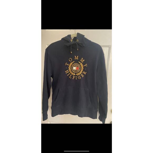 Tommy Hilfiger Mens Pullover Hoodie Long Sleeve Embroidered Black Size Small P - Picture 1 of 4